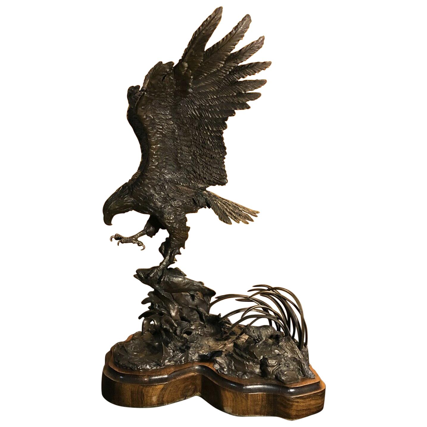 American Bald Eagle Bronze by Lorenzo Ghiglieri, Sold Out Edition #14/35, 1976