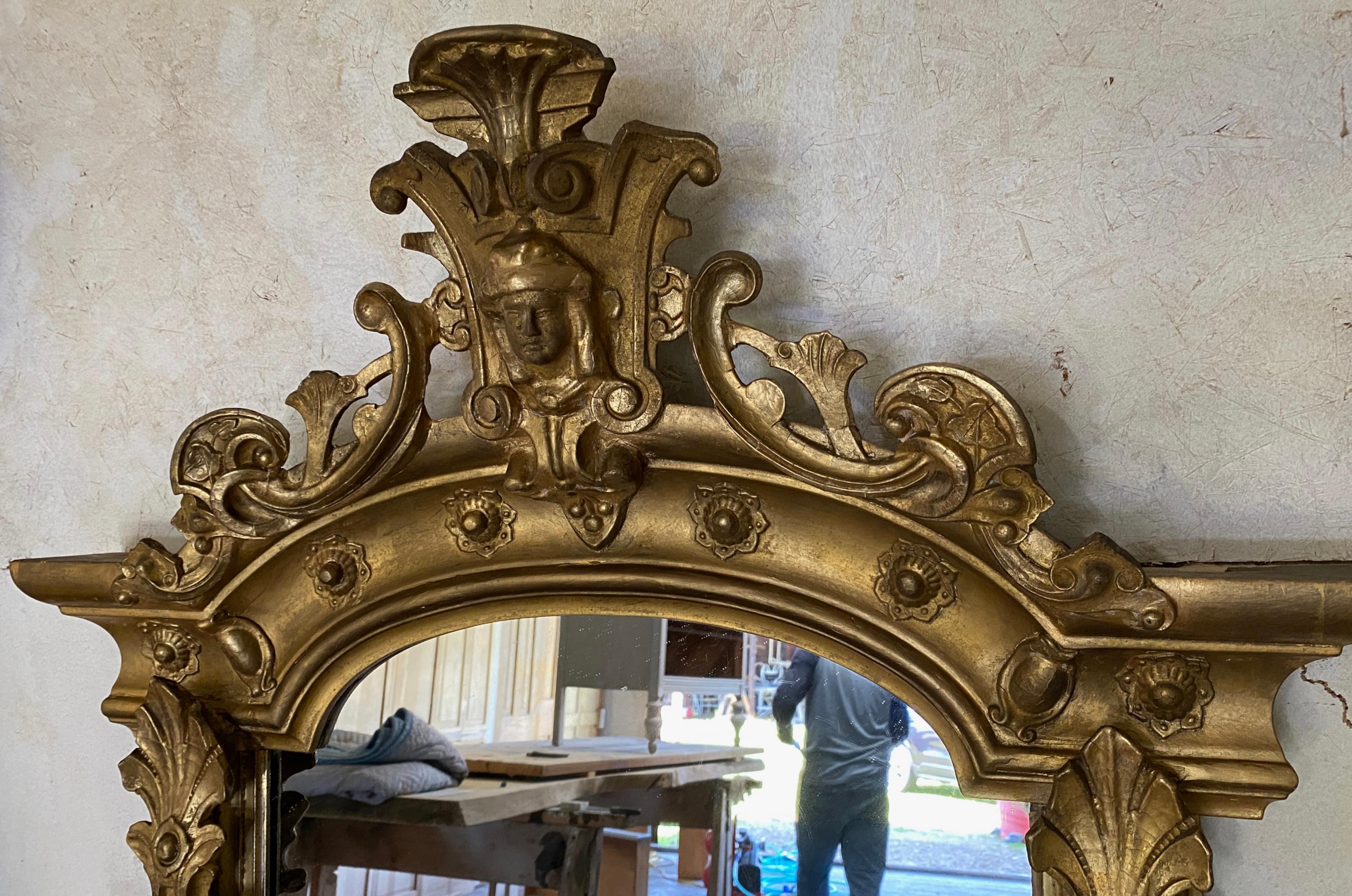 Carved American Baroque Revival Mirror, 19th C For Sale