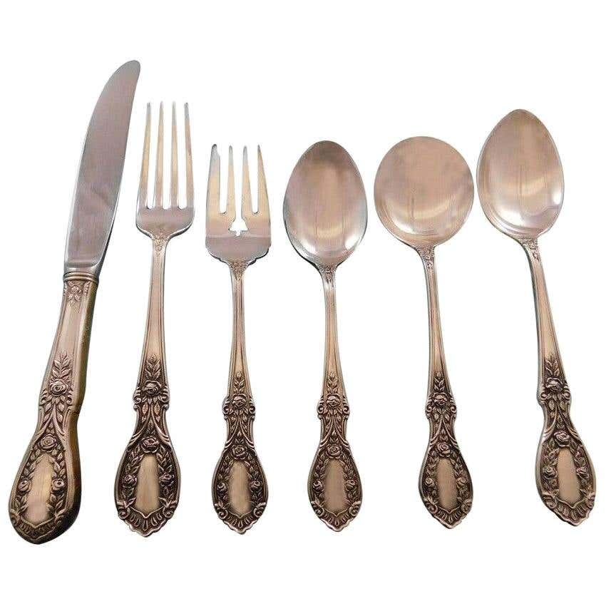 Manchester Patterns American Beauty by Manchester Sterling Silver Flatware Set for 8 ...