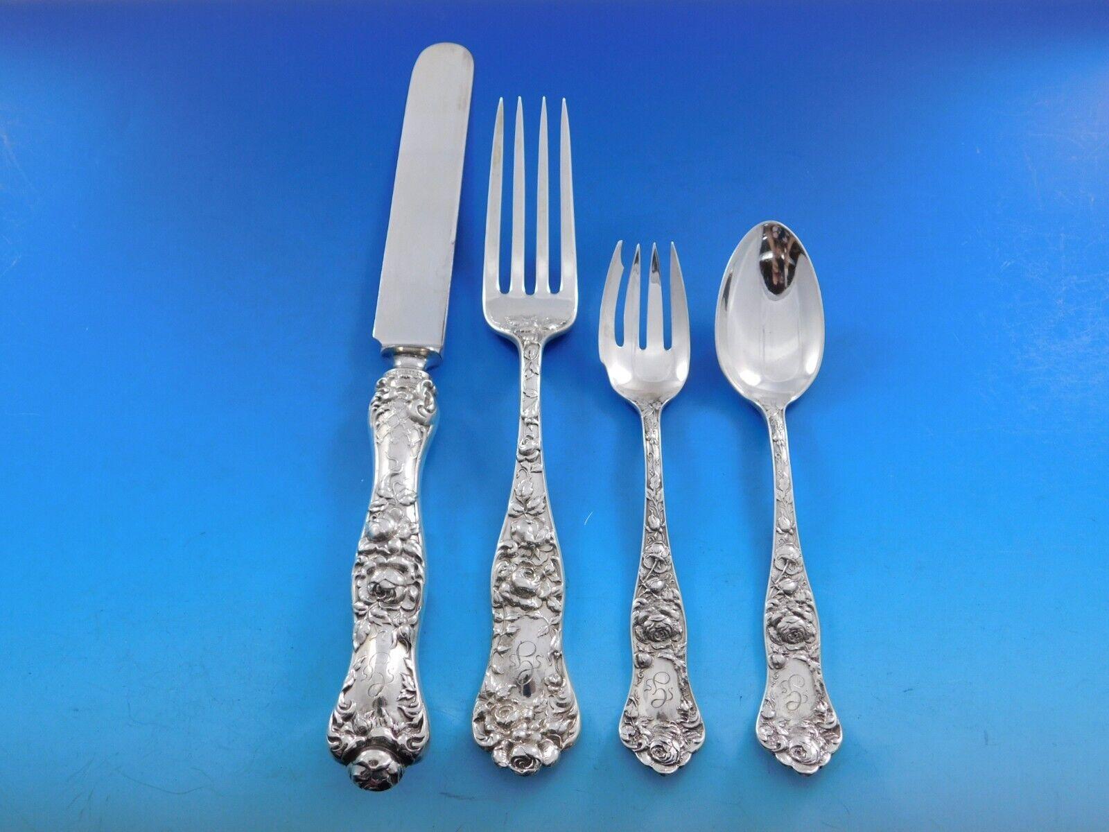Amerikanische Schönheit von Shiebler, Besteckset 12 aus Sterlingsilber, 135 Teile, Dinner im Zustand „Hervorragend“ im Angebot in Big Bend, WI