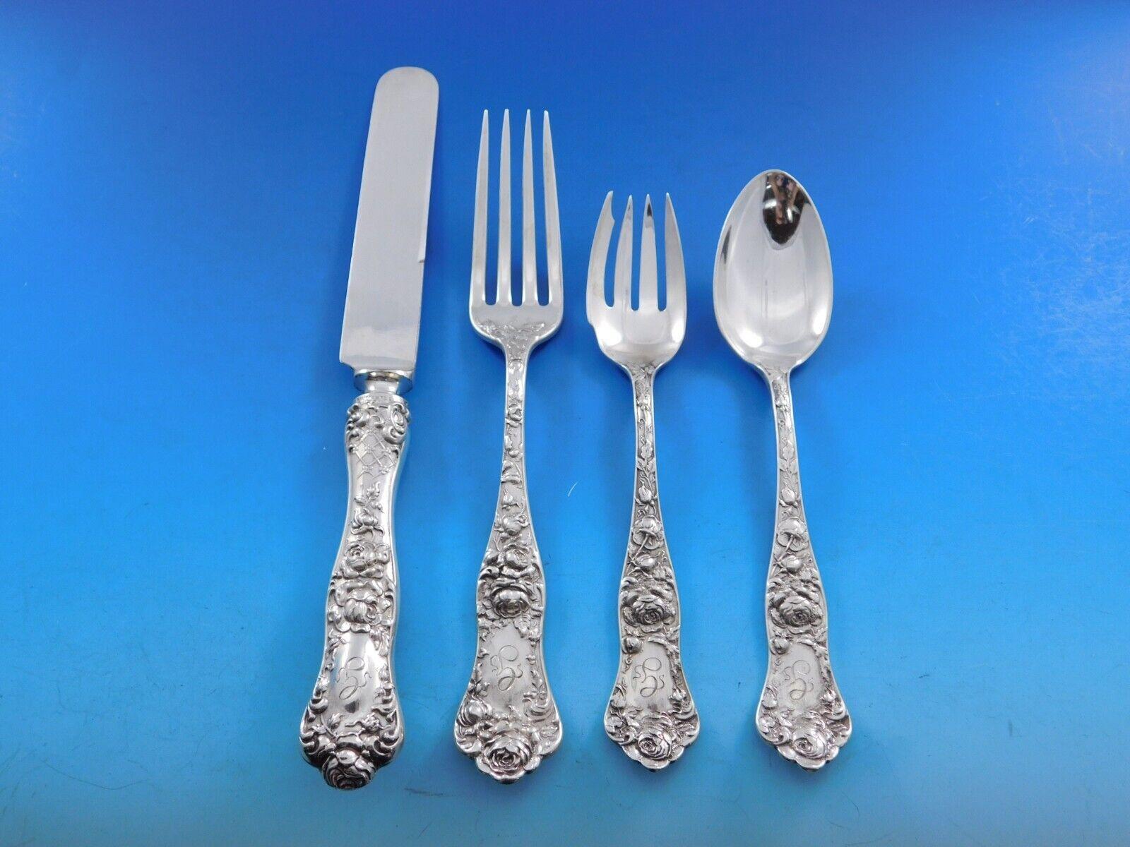 Amerikanische Schönheit von Shiebler, Besteckset 12 aus Sterlingsilber, 135 Teile, Dinner (20. Jahrhundert) im Angebot