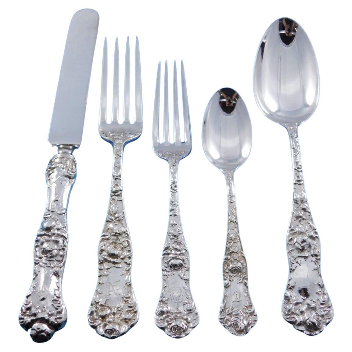 Amerikanische Schönheit von Shiebler, 42-teiliges Tafelbesteck aus Sterlingsilber für 8 Personen, Dinner