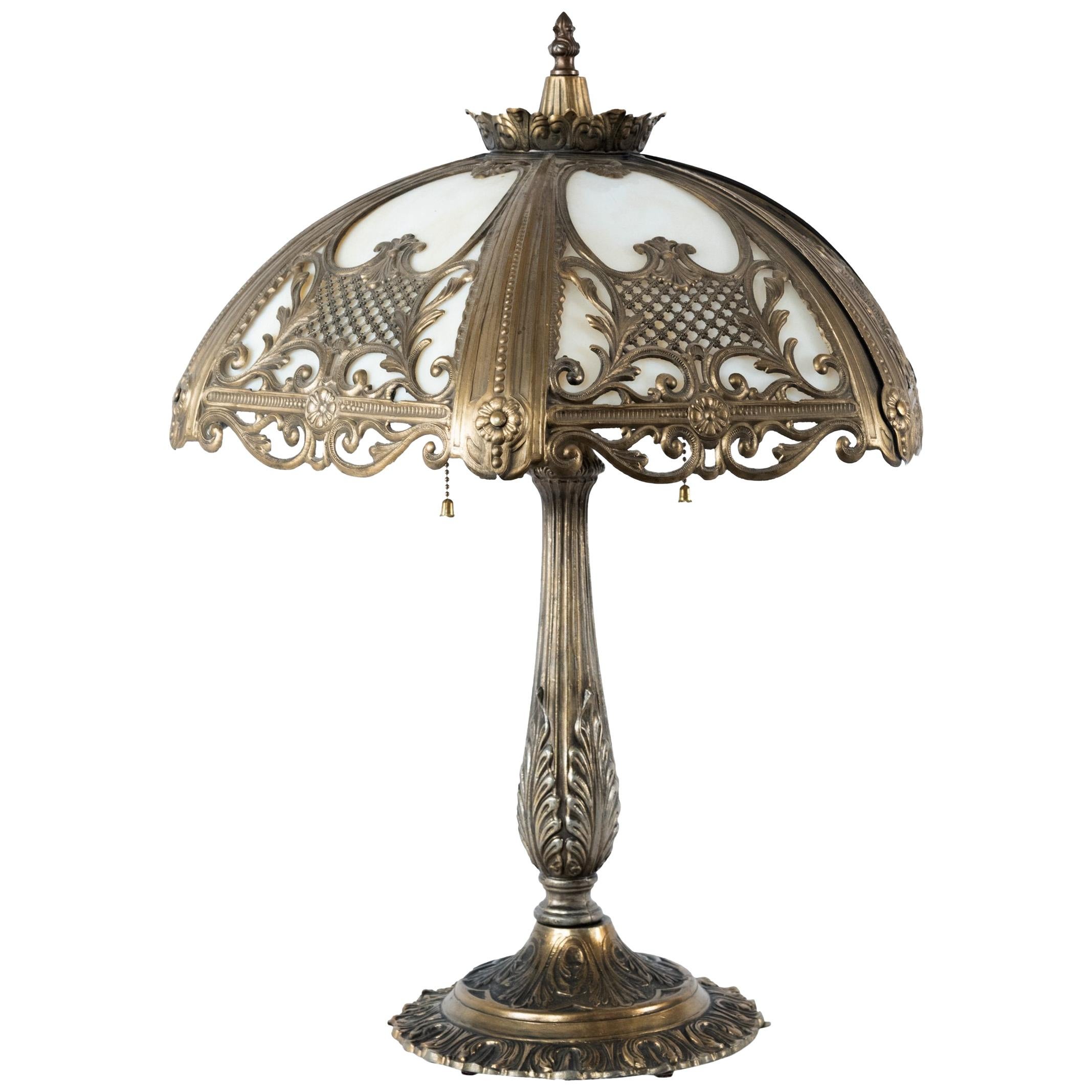American Beaux Arts Slag Glass Lamp, circa 1910