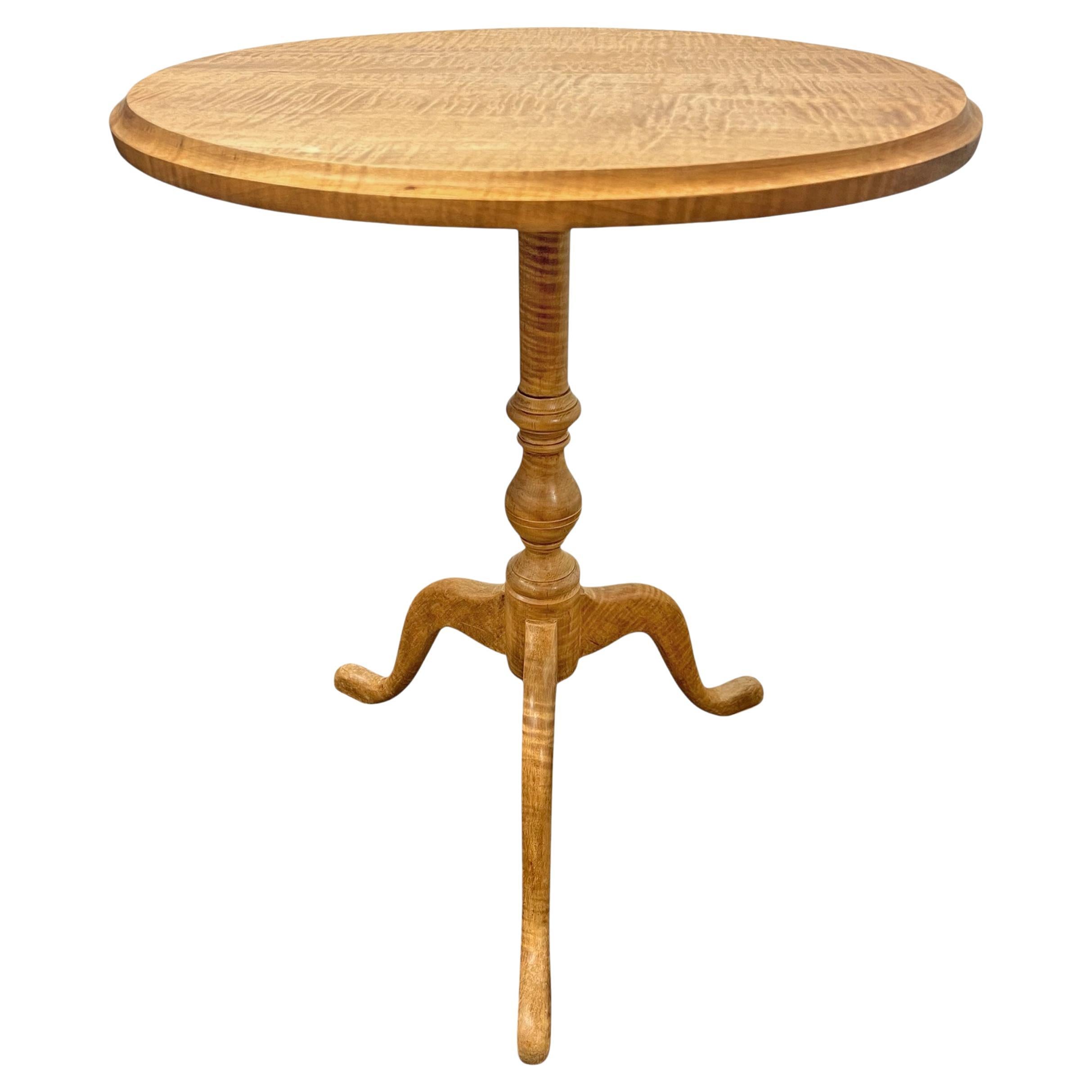 American Bench-Made Tiger-Maple Side Table For Sale