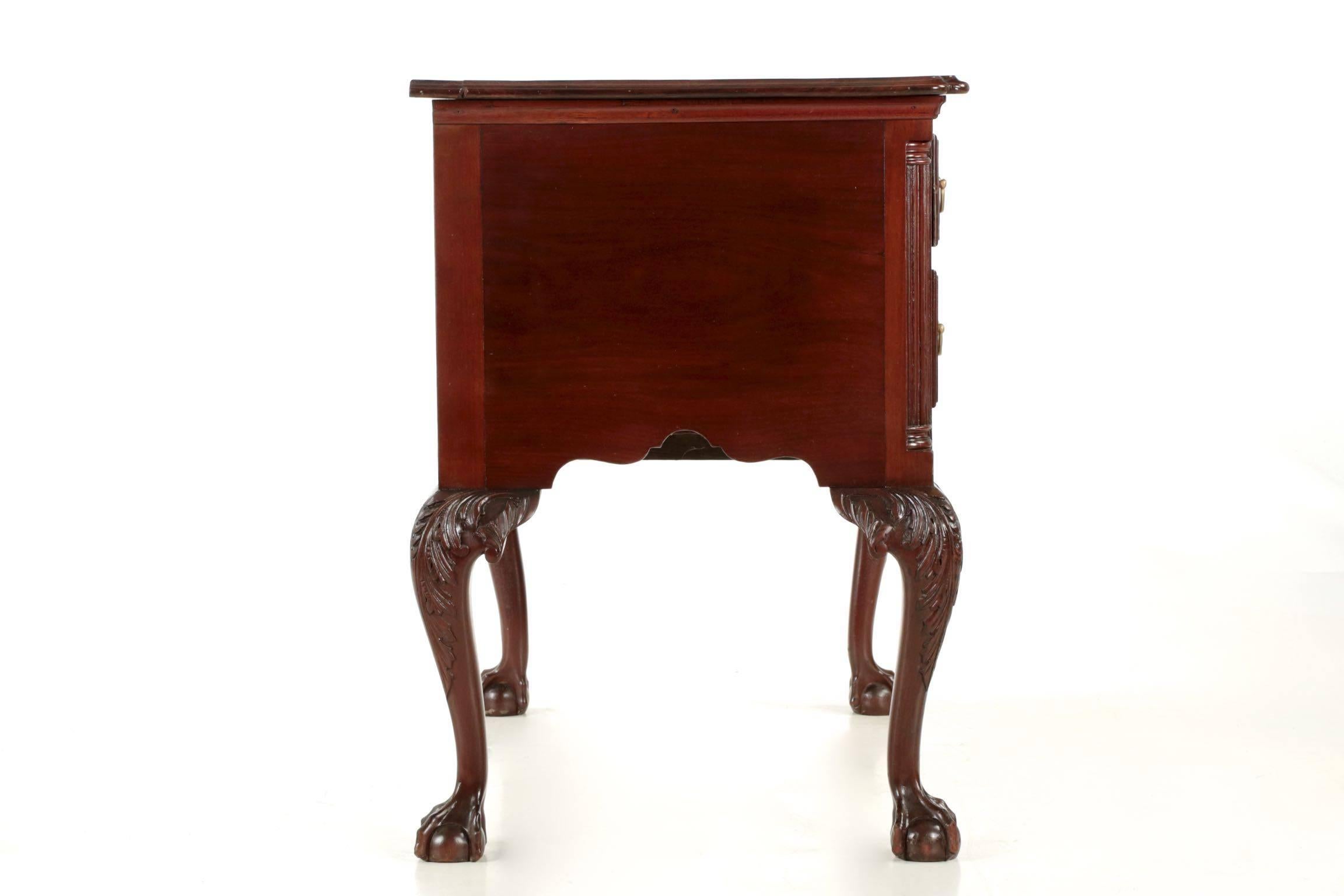 Carved American Benchmade Chippendale Style Mahogany Antique Lowboy Dressing Table