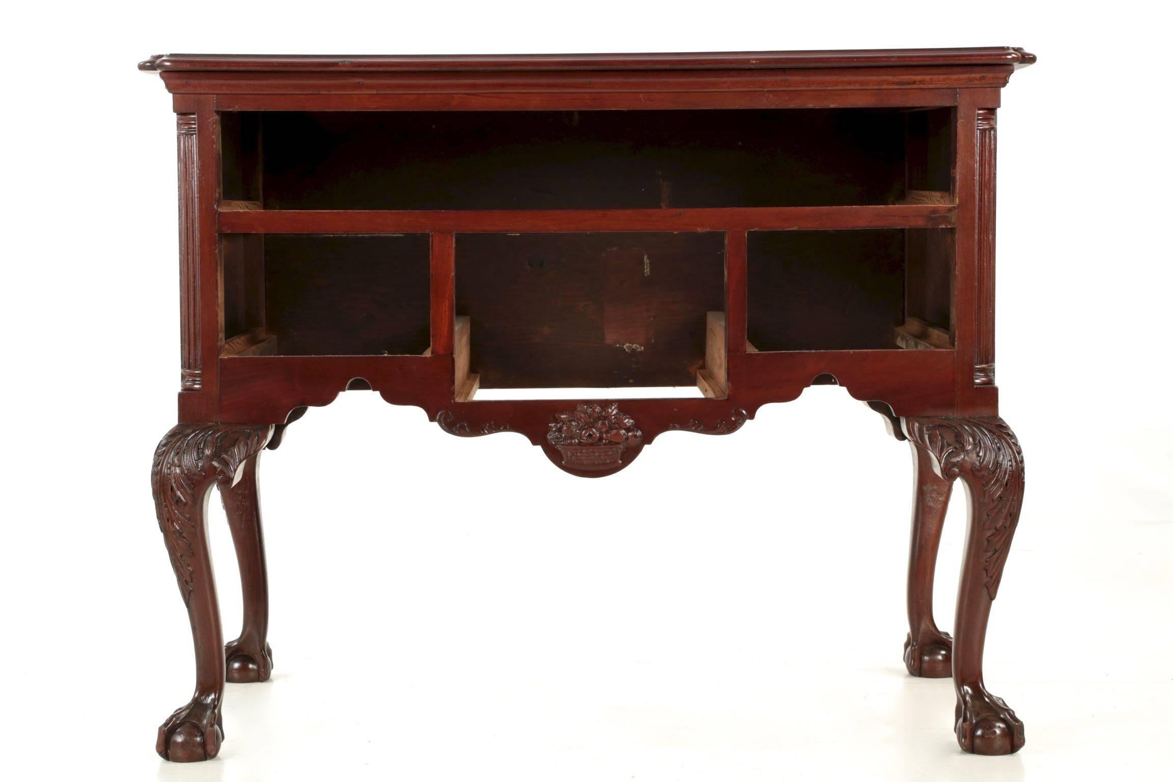 Brass American Benchmade Chippendale Style Mahogany Antique Lowboy Dressing Table