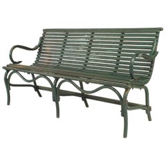 American Bentwood 19th-20th Century Weathered Green Painted Bench