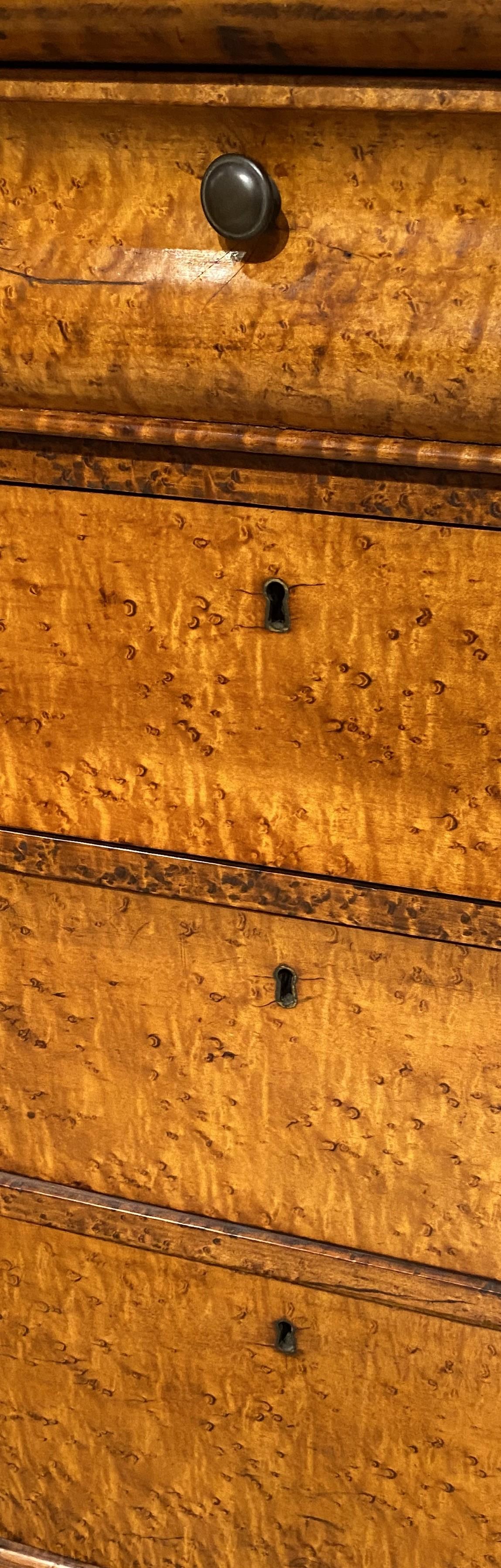 Birdseye Maple American Birds Eye Maple Empire Four Drawer Chest circa 1830’s