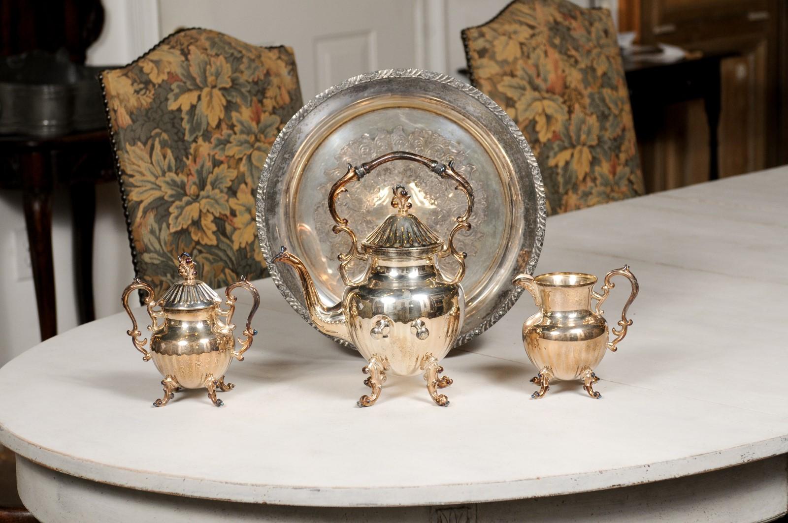 bsc silver on copper tea set