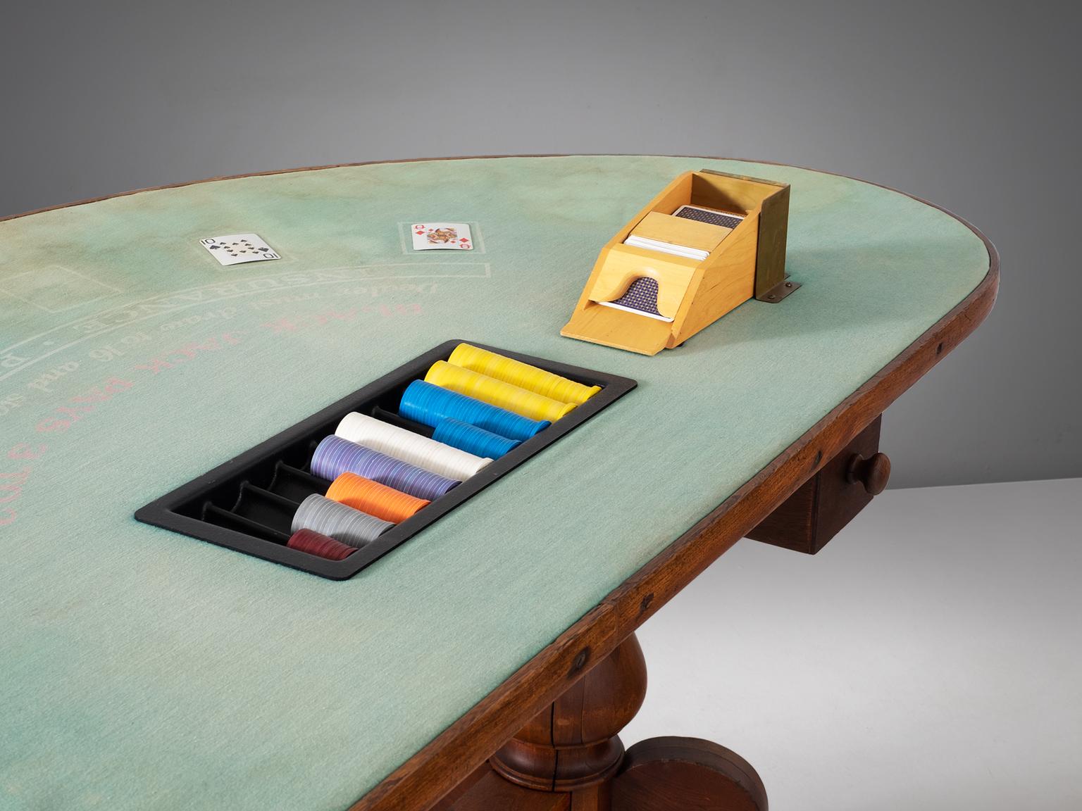 Mid-Century Modern American Black Jack Game Table in Mahogany