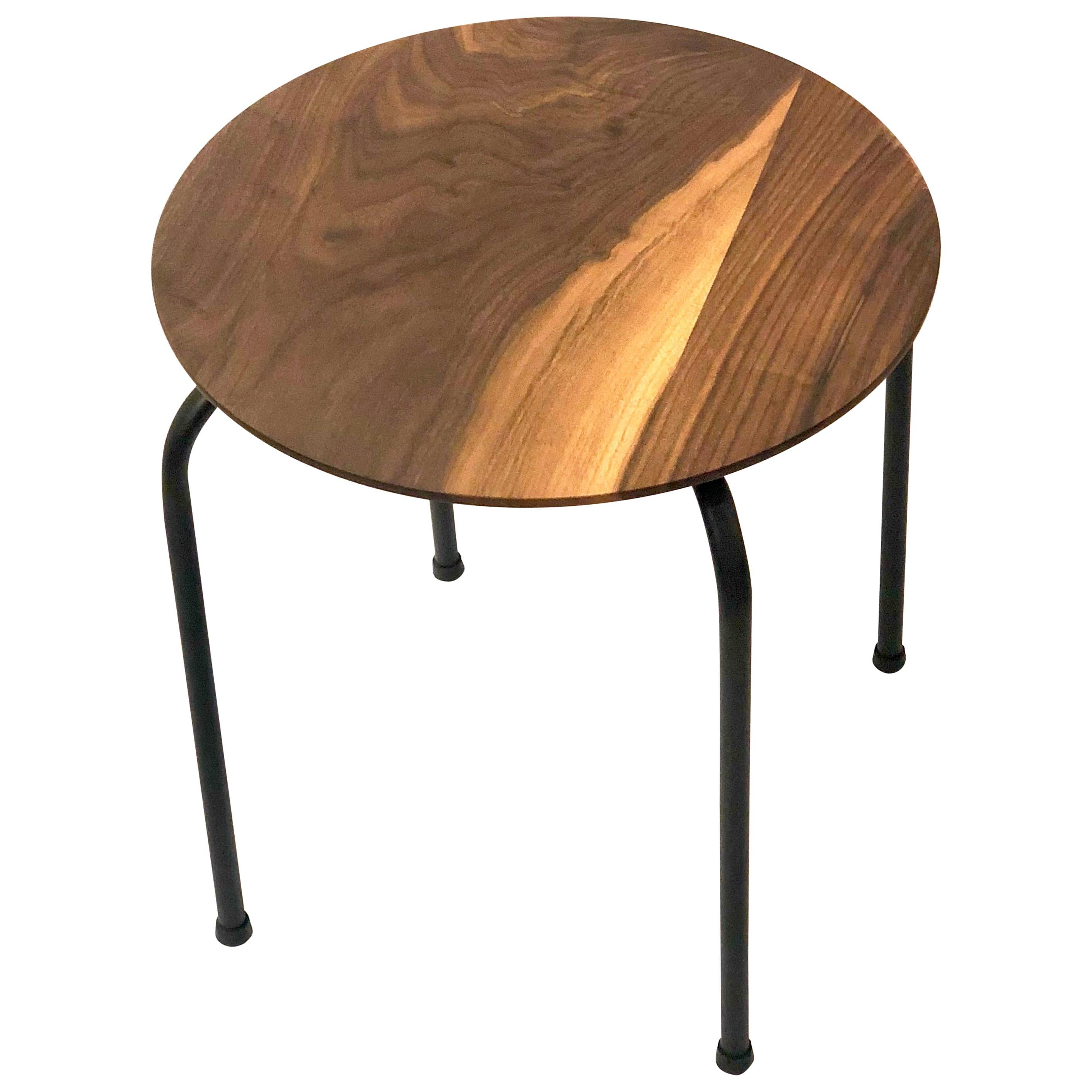 American Black Walnut Cocktail Table or Stool with Black Metal Base