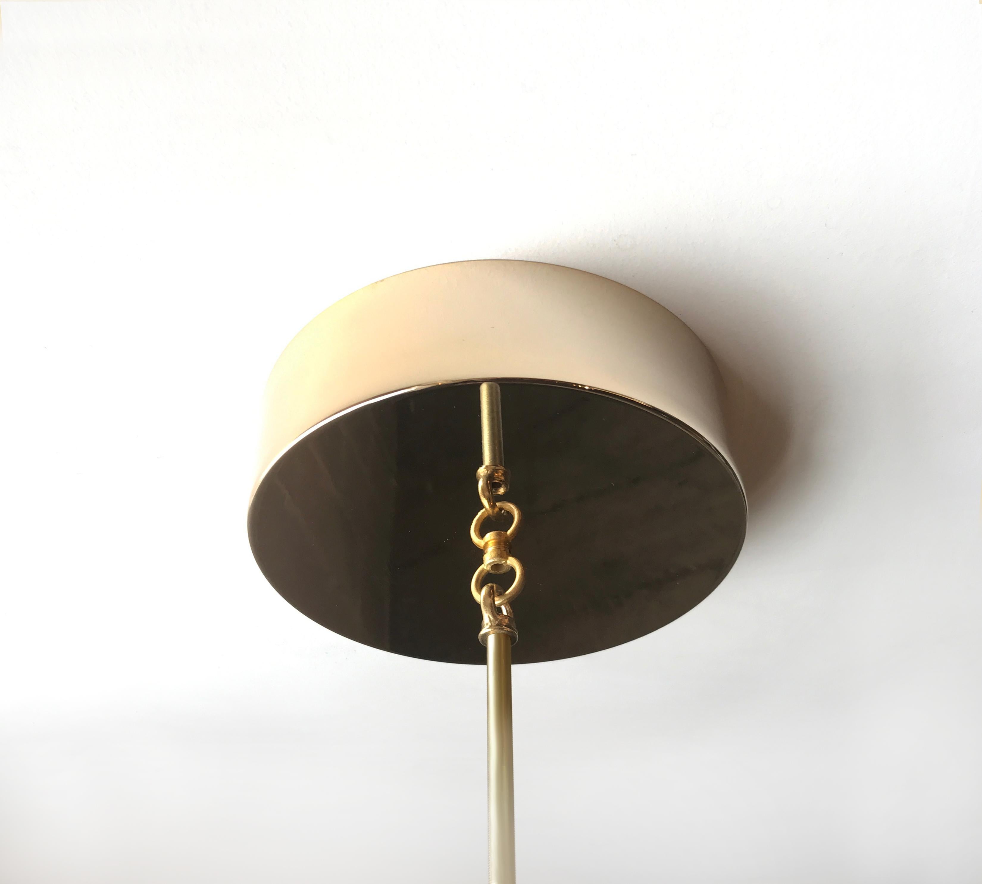 Hand-Crafted 4-foot Pendant Light in Black Walnut with Brass Fixtures by Hinterland Design For Sale