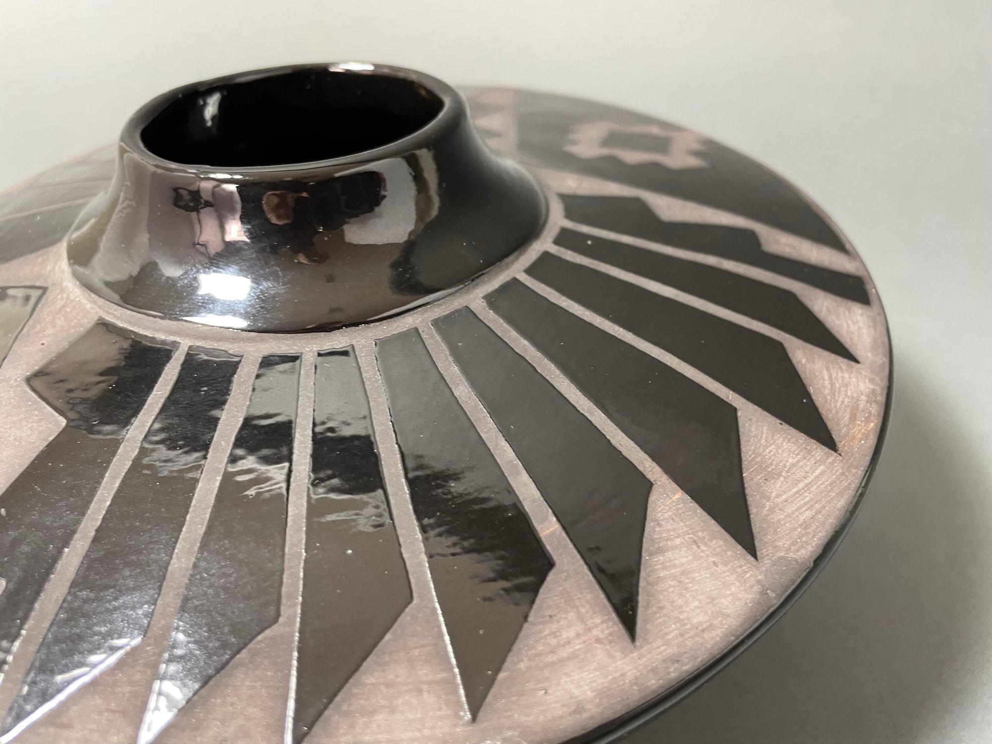 American Blackware Pottery Jar Vase Mata Ortiz Style For Sale 6