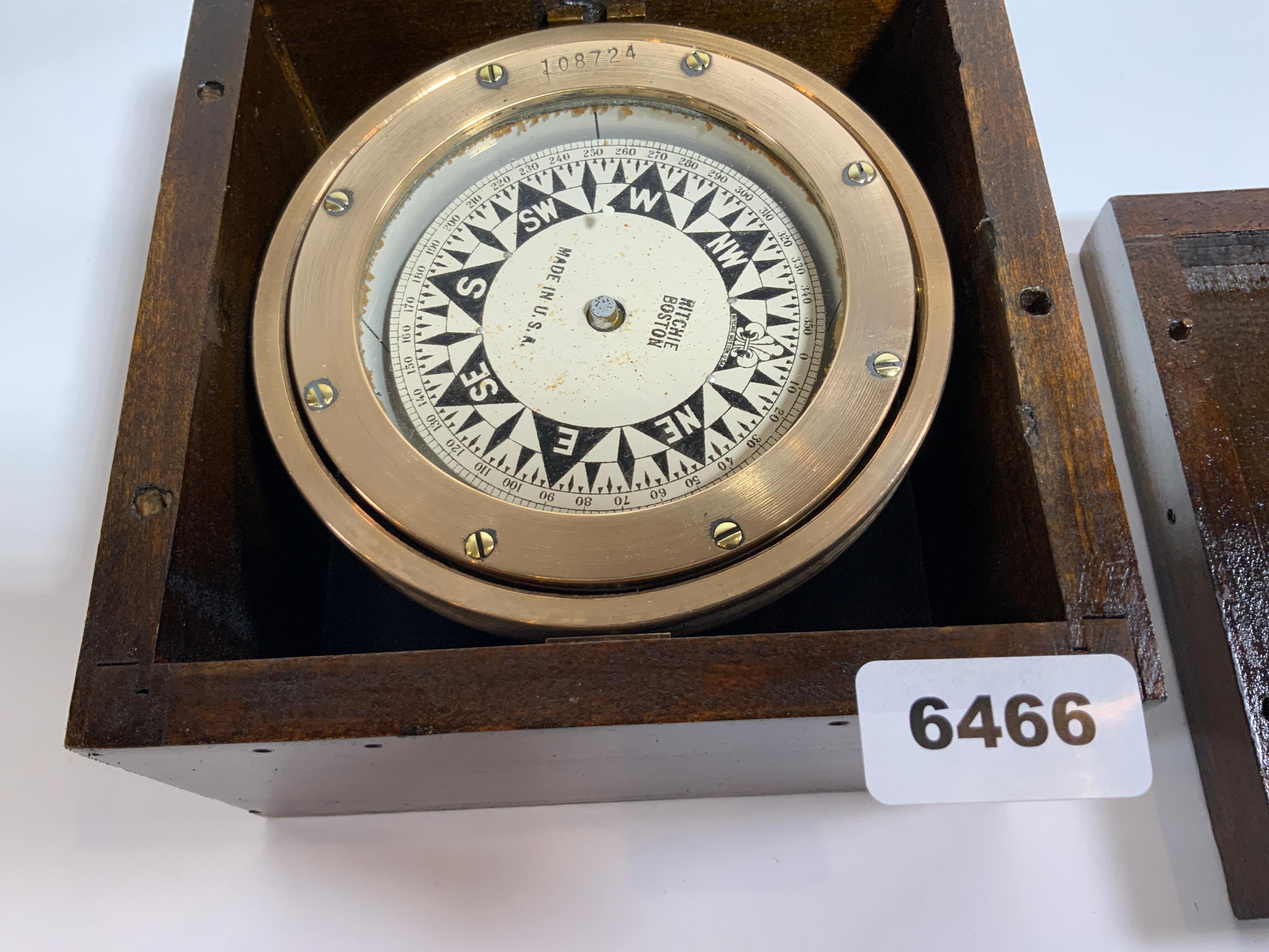 Brass American Boat Boxed Compass by Ritchie
