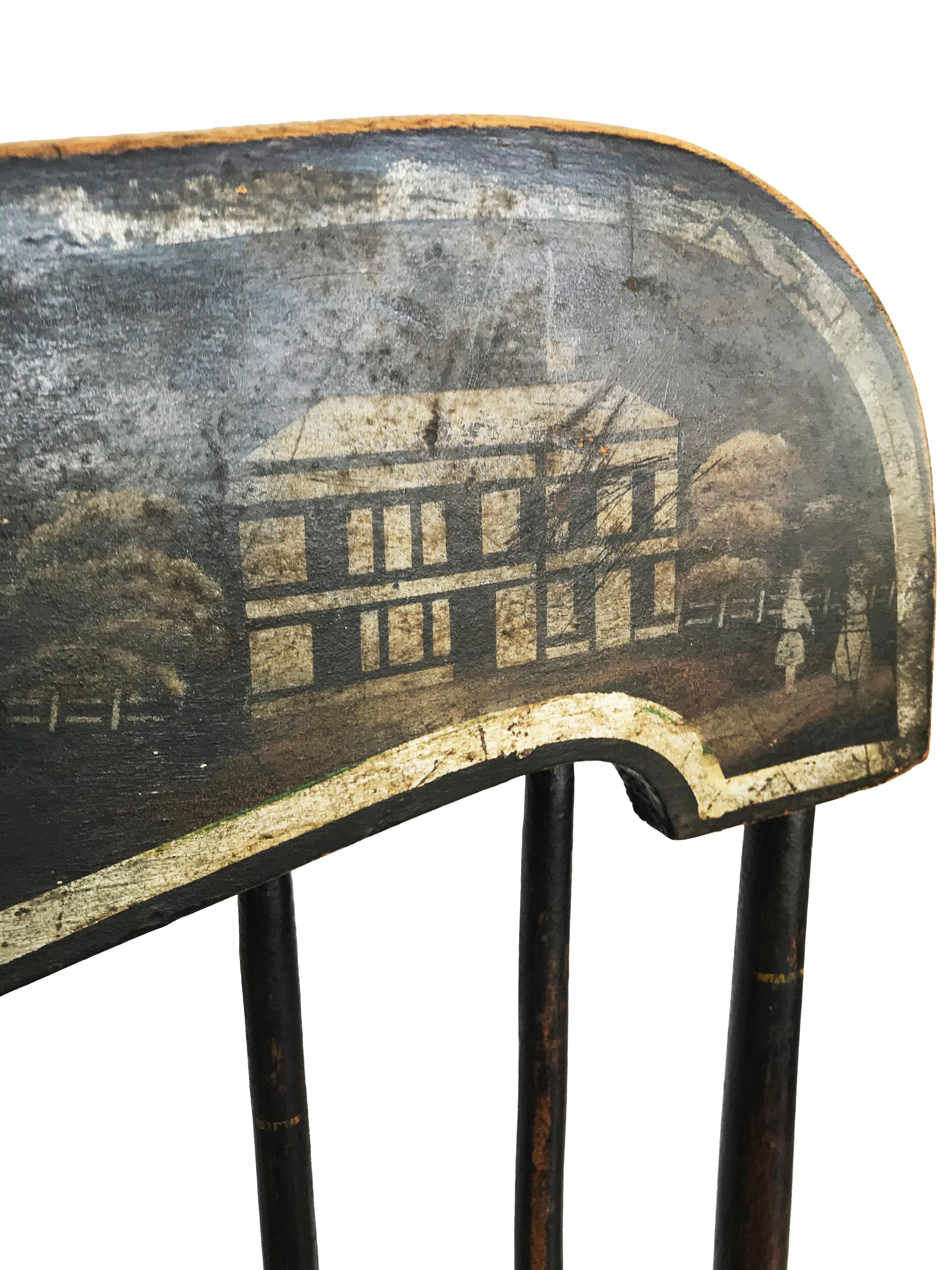 American Colonial American Boston Rocking Chair with Original Paint and Stencilled Decoration