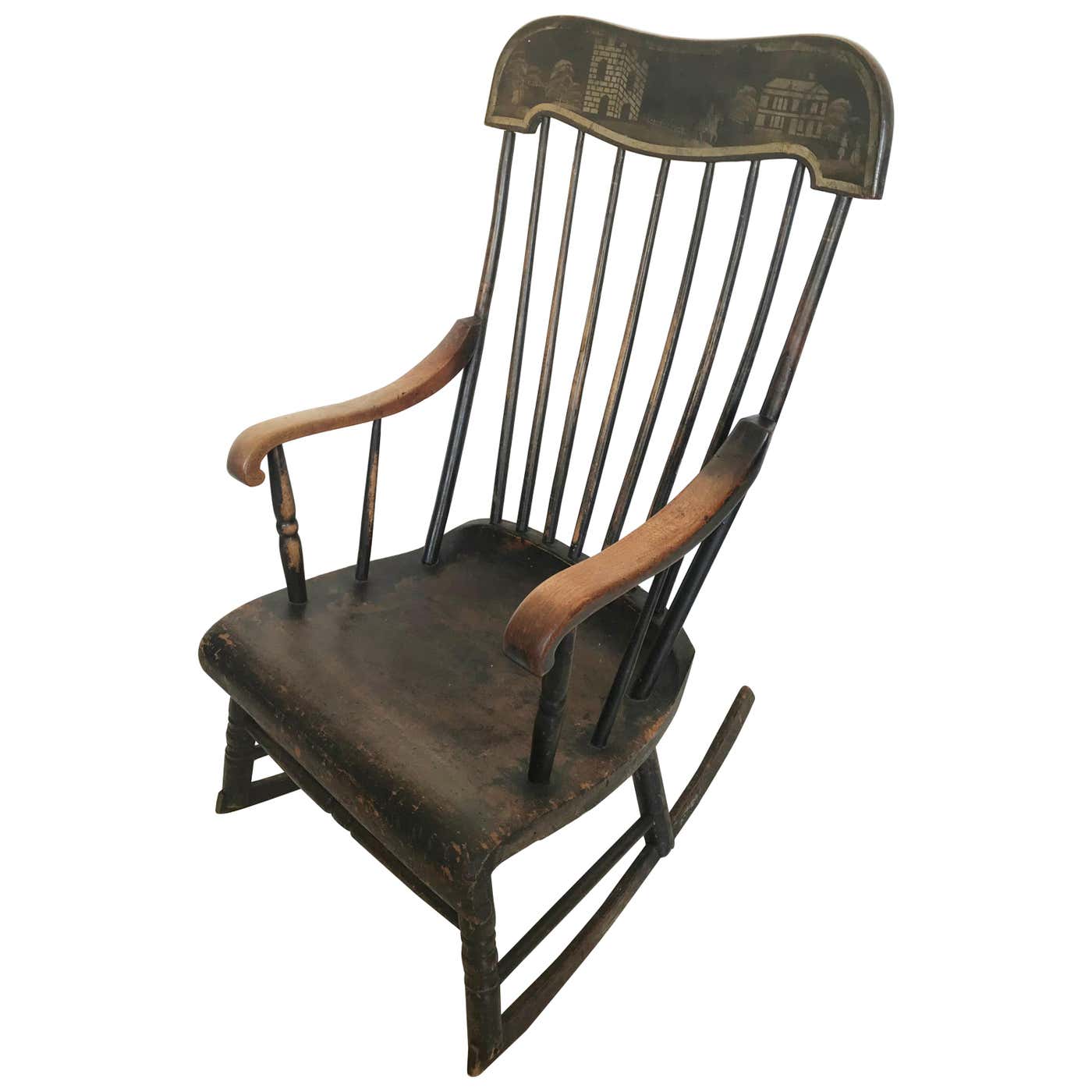 American Boston Rocking Chair with Original Paint and Stencilled ...