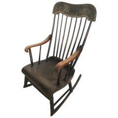 Antique American Boston Rocking Chair with Original Paint and Stencilled Decoration