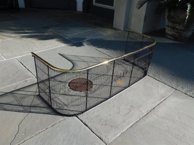 American Brass and Artistic Wire Work Fire Place Screen with Orig Hooks