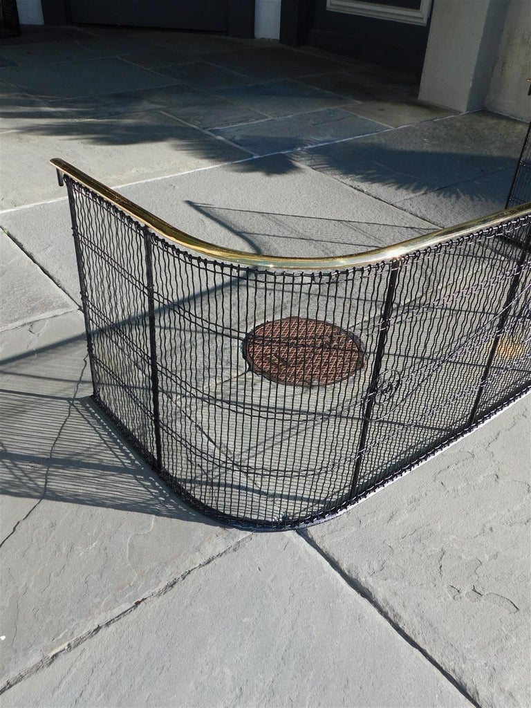 American Brass and Artistic Wire Work Fire Place Screen with Orig Hooks