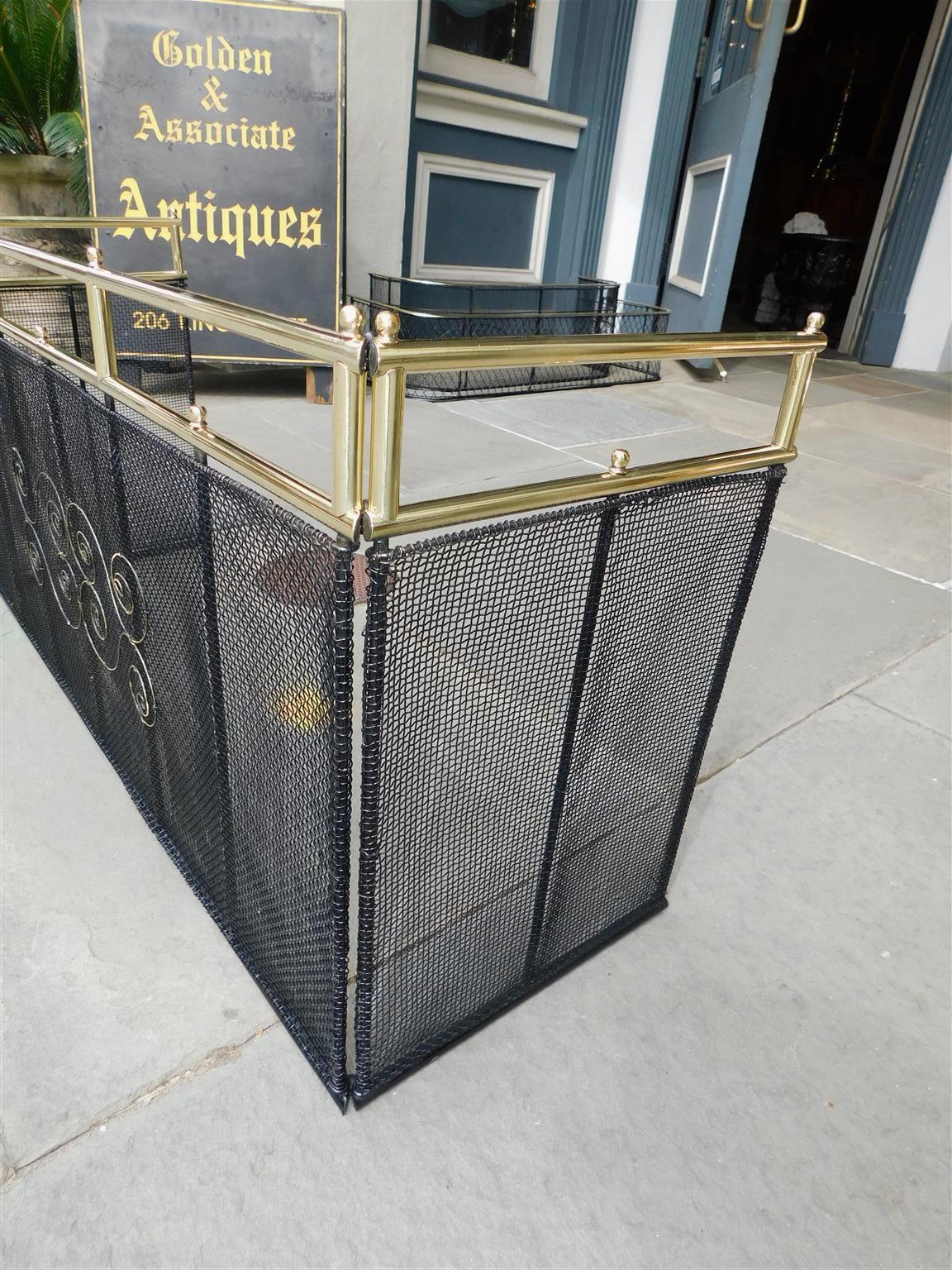 Early 19th Century American Brass and Artistic Wire Work Folding Fire Place Screen, Circa 1815 For Sale