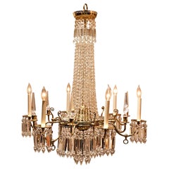 American Brass and Crystal Gasolier, circa 1850