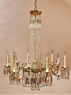 American Brass and Crystal Gasolier, circa 1850