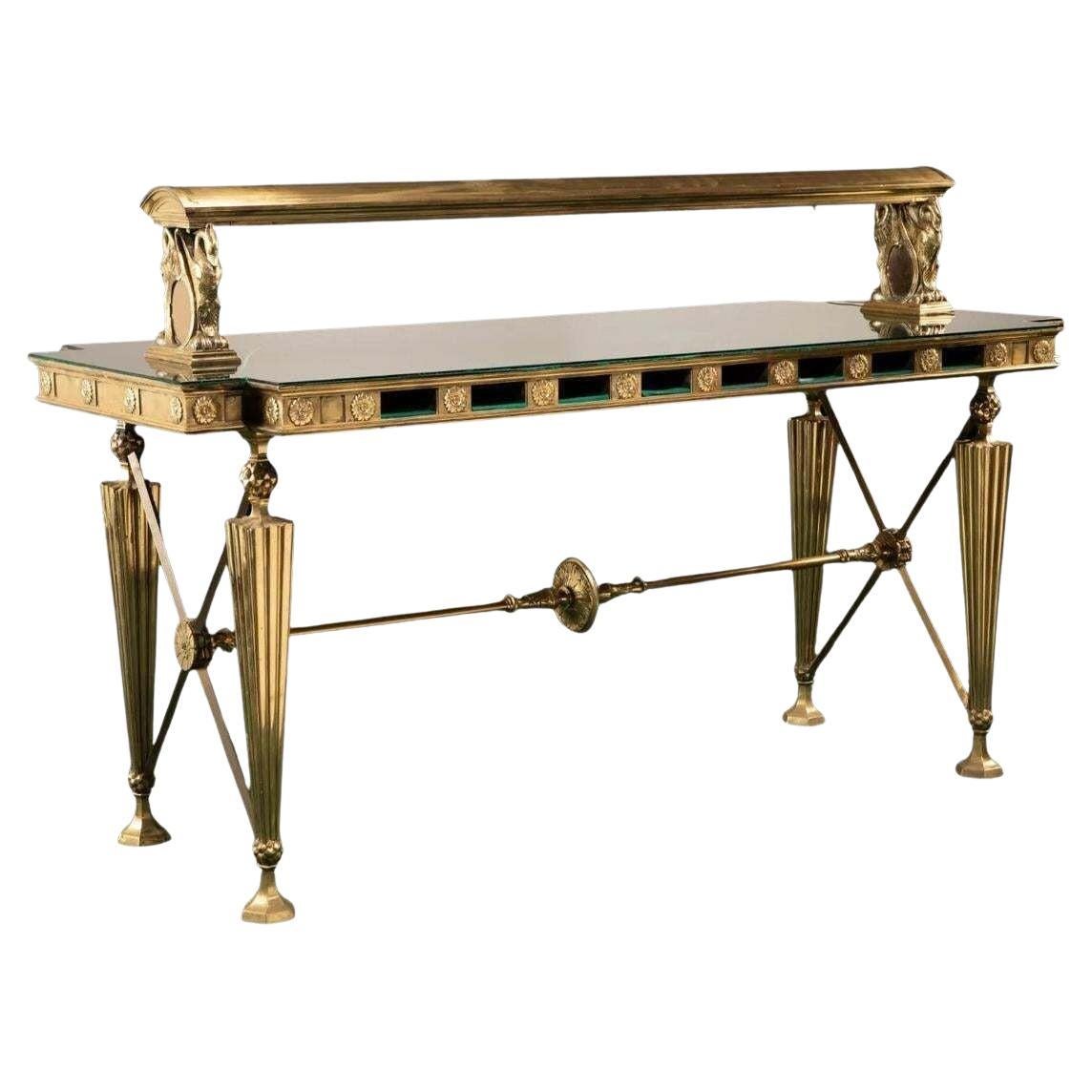 Glamorous American Bronze and Glass Banking Table For Sale