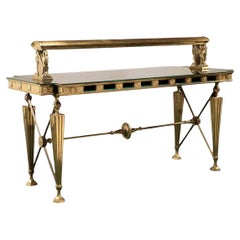Antique Glamorous American Bronze and Glass Banking Table
