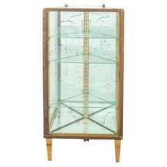 American Brass and Glass Mirrored Corner Vitrine