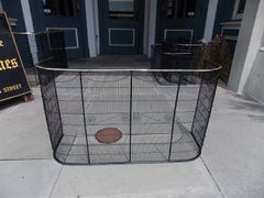American Brass and Iron Fireplace Screen with Decorative Wire Work, Circa 1800