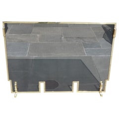 Antique American Brass and Wire Free Standing Fire Place Screen on Foliage Feet, C. 1850