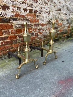 American Brass Andirons 'New York/ Philadelphia', circa 1790