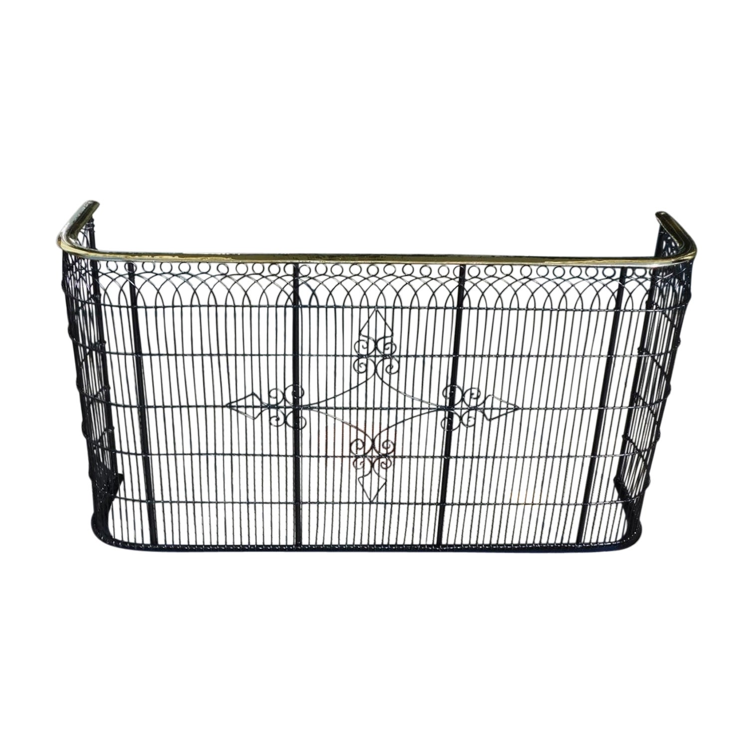 American Brass 
Artistic Wire Work Fireplace Screen with Eyelet Holes, C. 1790