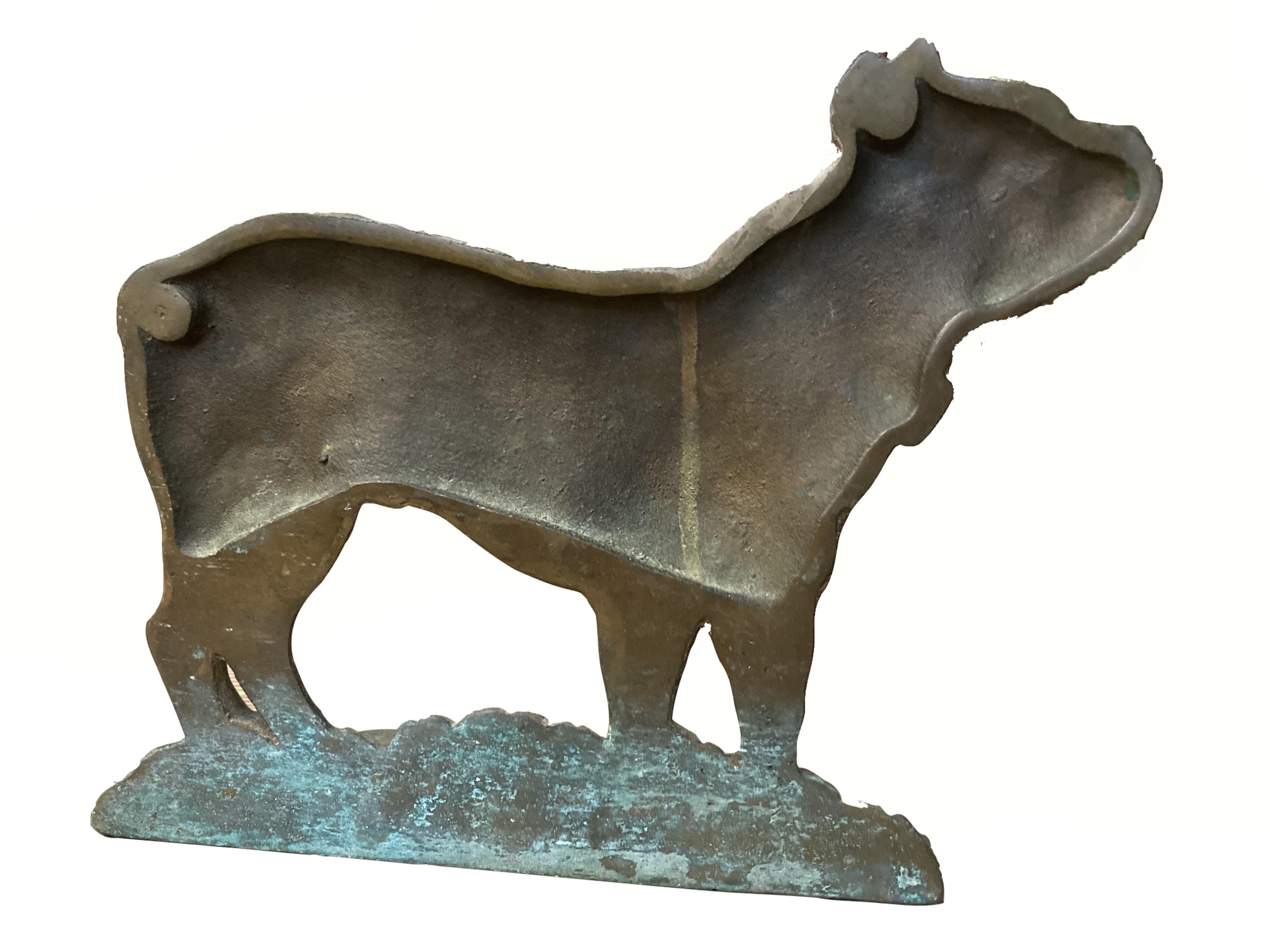 American Brass Bull Dog Doorstop In Good Condition In Essex, MA