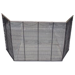 Antique American Brass Decorative Scrolled and Swag Wire Folding Nursery Screen, C. 1790