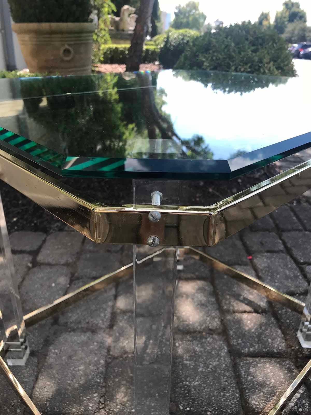 20th Century American Brass & Glass Side Table, Attributed to Charles Hollis Jones
