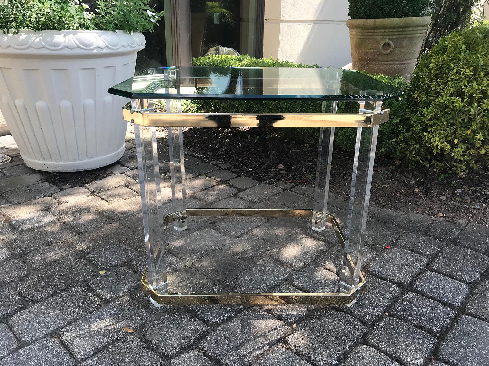 American Brass & Glass Side Table, Attributed to Charles Hollis Jones 4