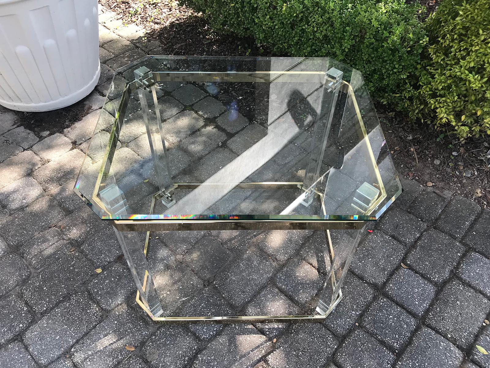 American Brass & Glass Side Table, Attributed to Charles Hollis Jones 5