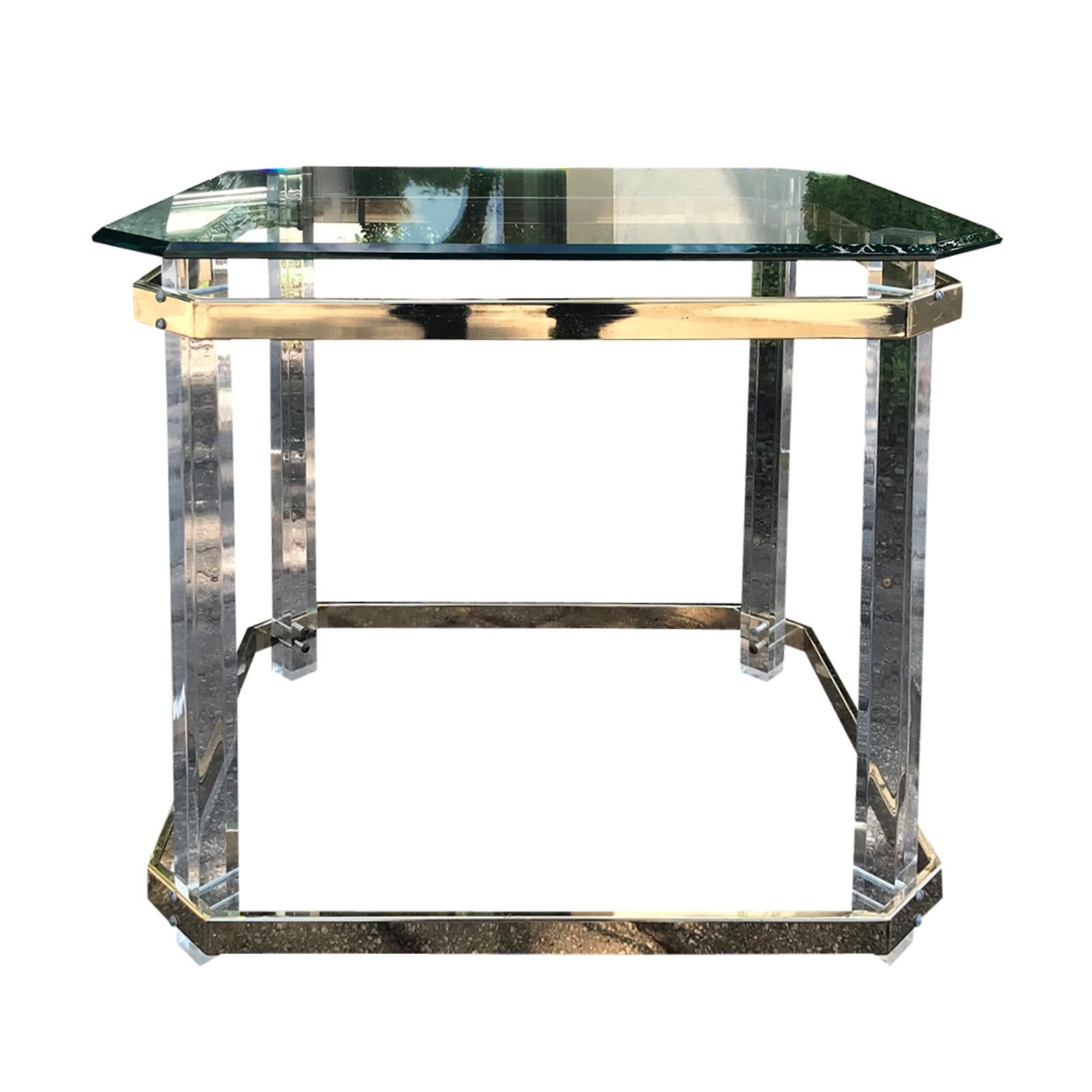 American Brass & Glass Side Table, Attributed to Charles Hollis Jones