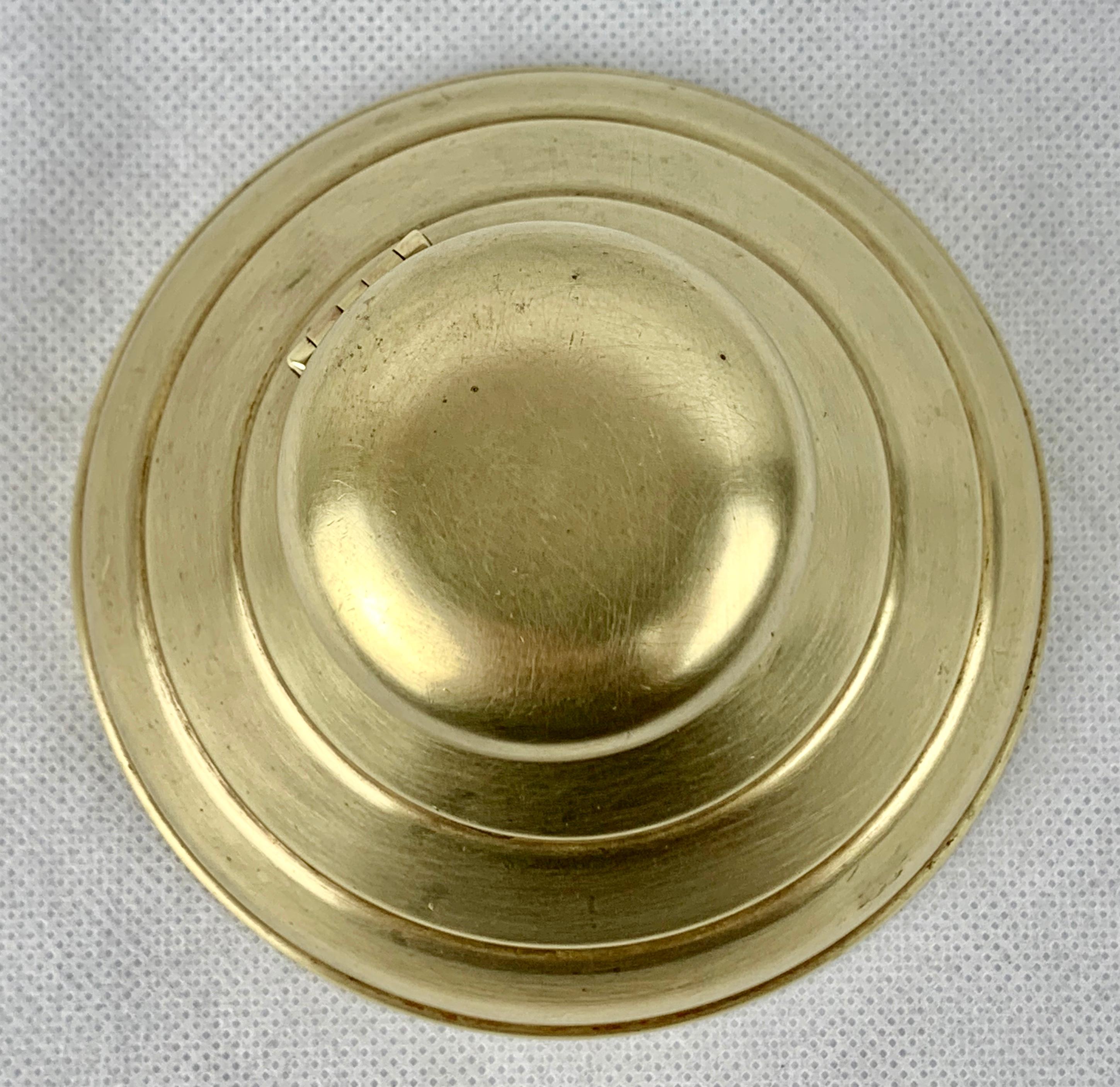 Polished Futurist Brass Hinged Inkwell-American, c. 1900
