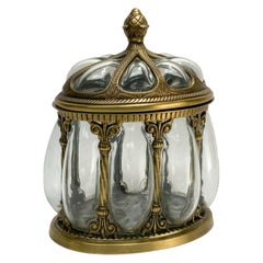 vintage cigar jar American Brass Mounted Large Cigar Humidor Box with Lid, 2nd Quarter 20th C