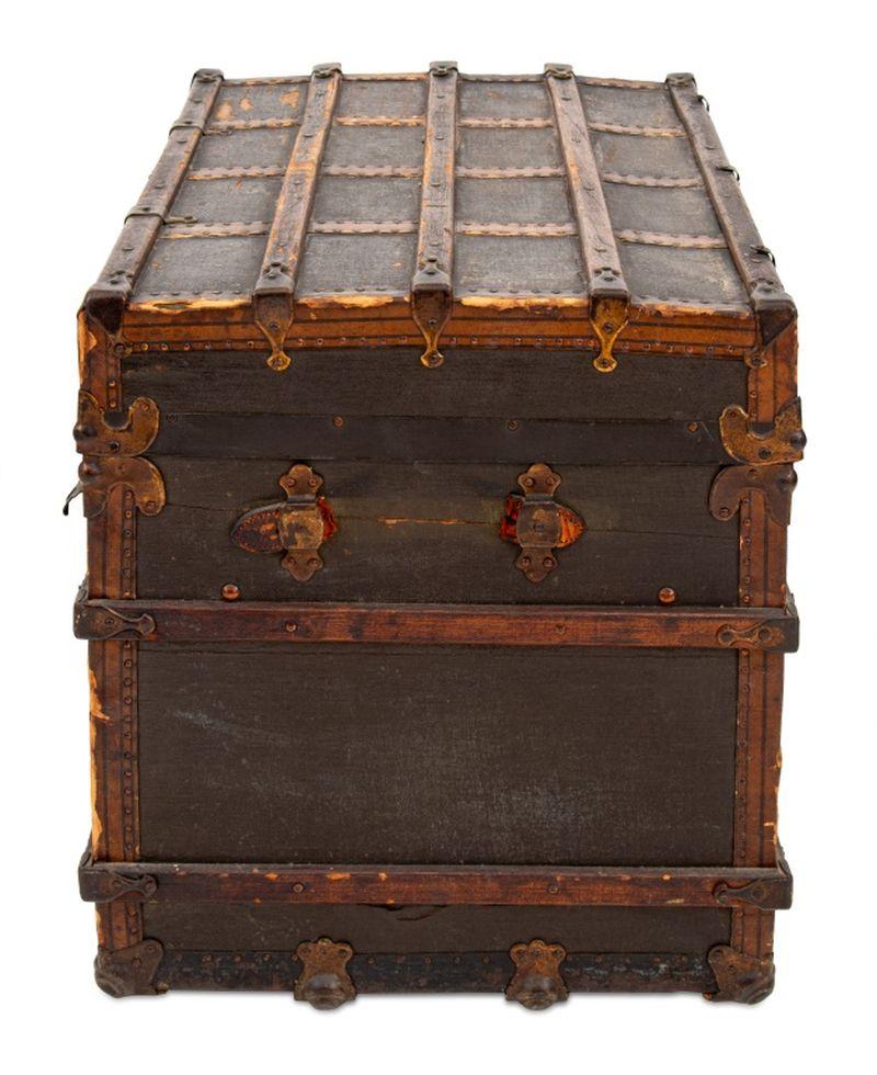 American Brass Mounted Steamer Trunk In Fair Condition In Astoria, NY
