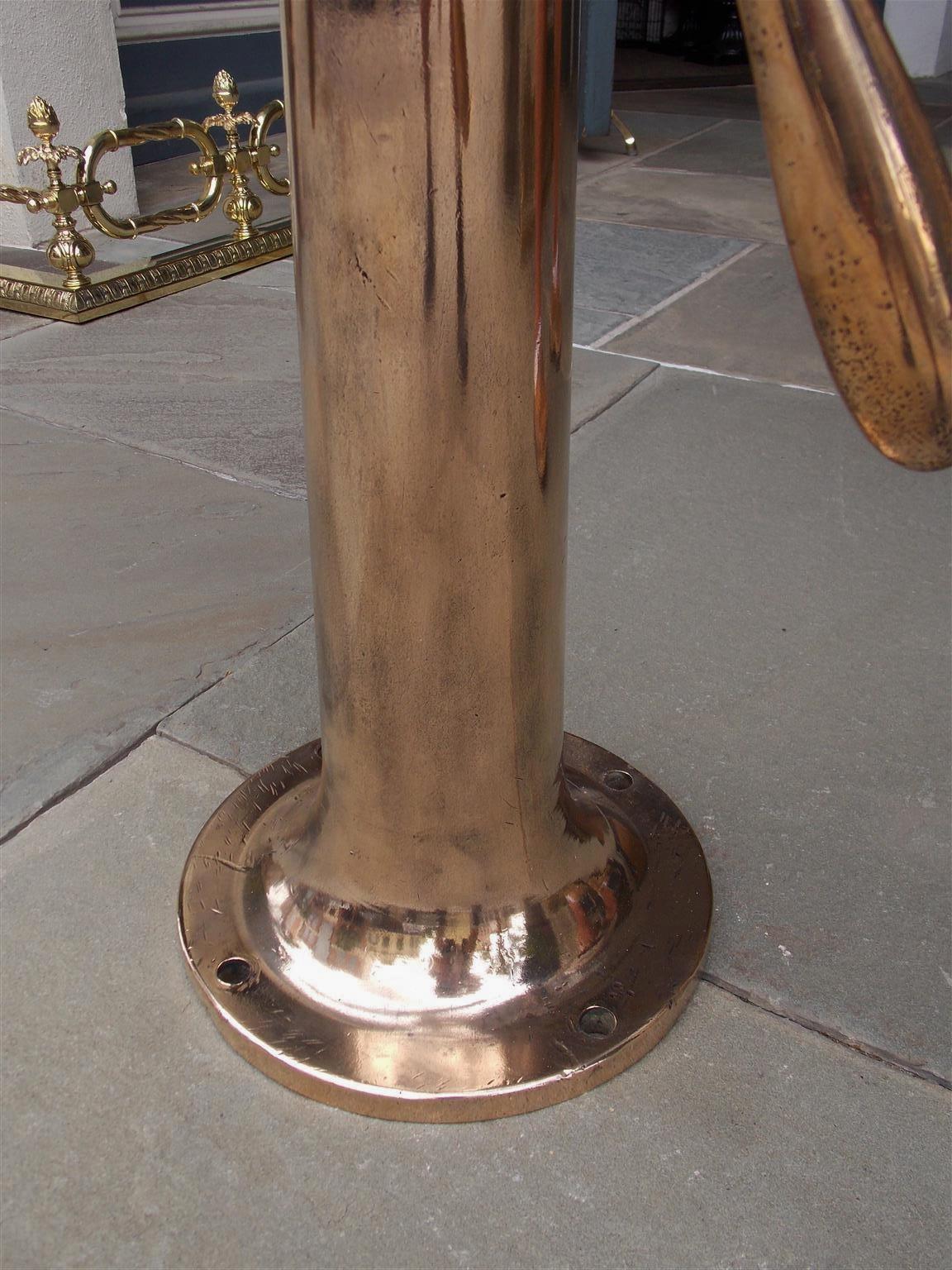 American Brass Nautical Ship Wheel Mounted on Brass Geared Pedestal, Circa 1870 6