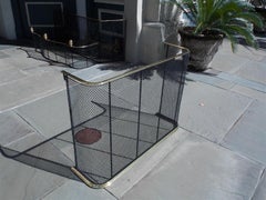 American Brass Rail and Iron Nursery Fire Screen with Original Hooks, Circa 1820