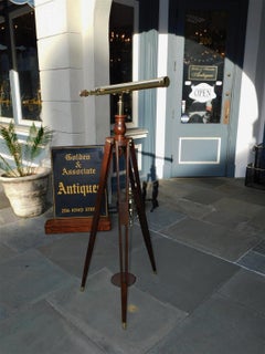 American Brass Telescope on Walnut Tripod Stand Word & Works St Louis, MO C 1880