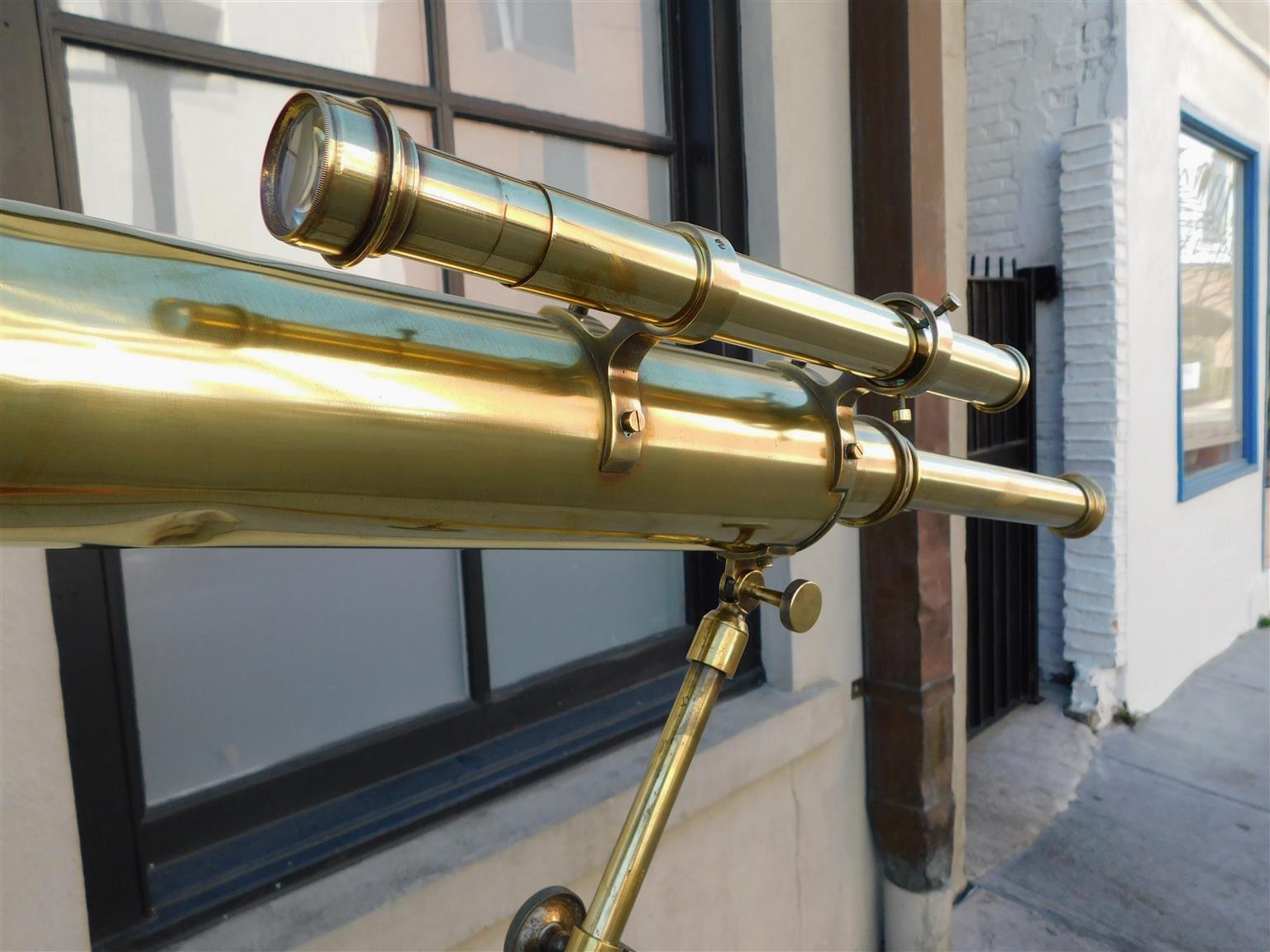 Fin du XIXe siècle Télescope américain en laiton avec Spotting Scope et barre de stabilisation sur Stand Tripod 1870 en vente