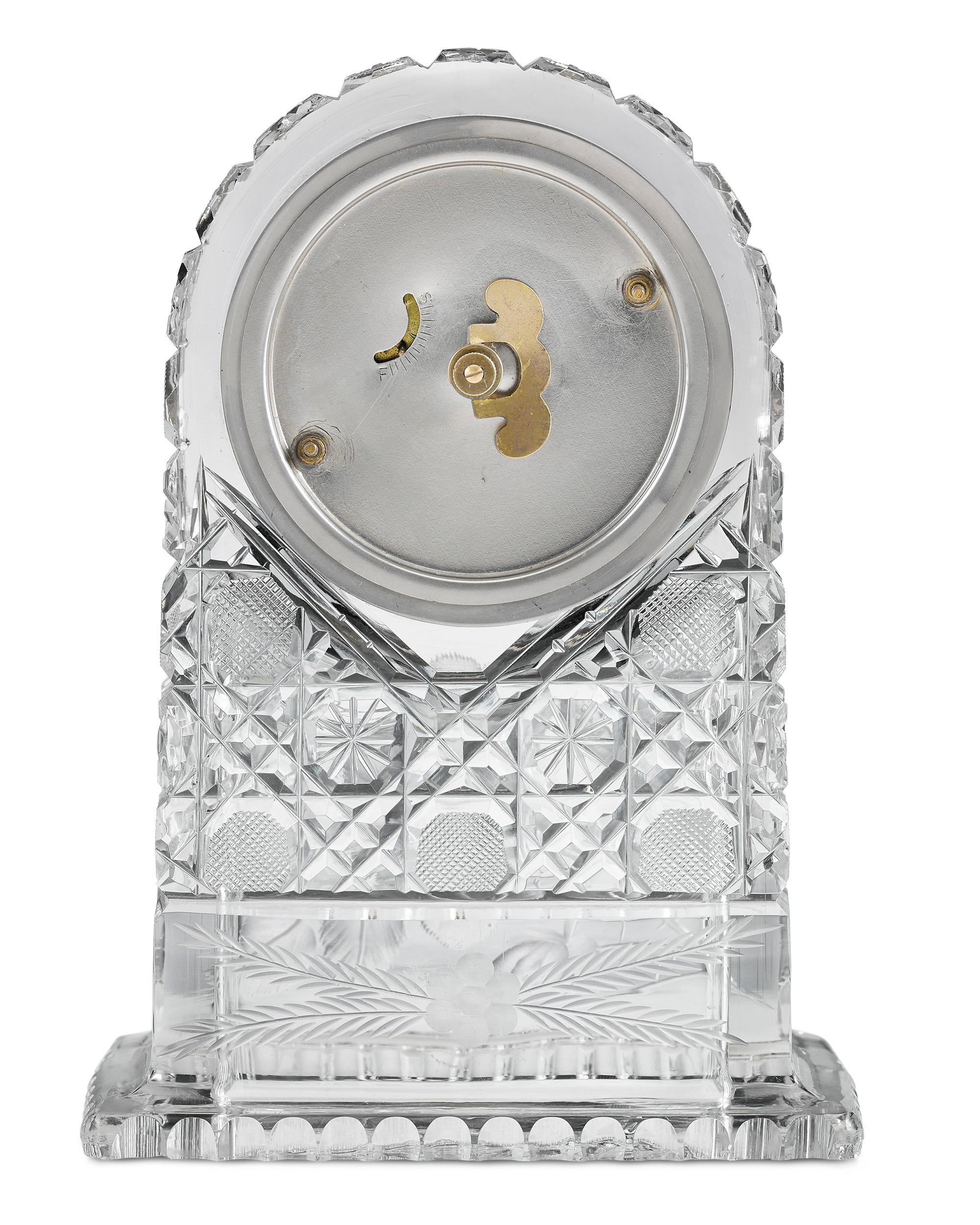 American Brilliant Cut Glass Clock In Excellent Condition In New Orleans, LA