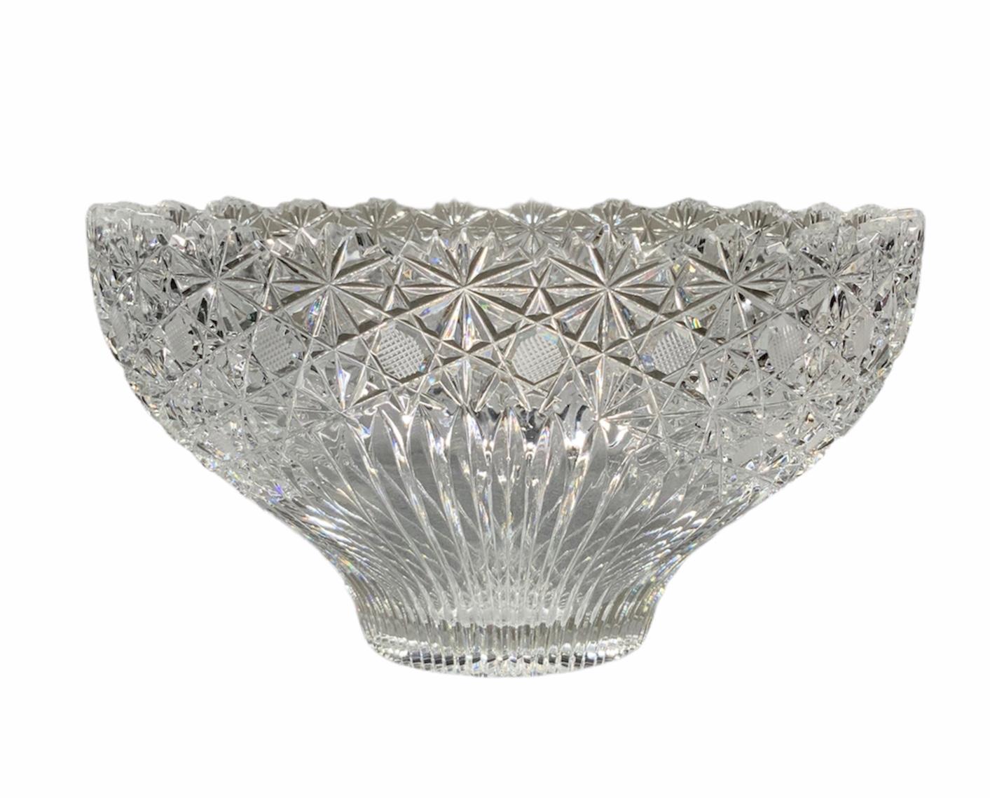 Art Deco American Brilliant Cut Glass Crystal Bowl