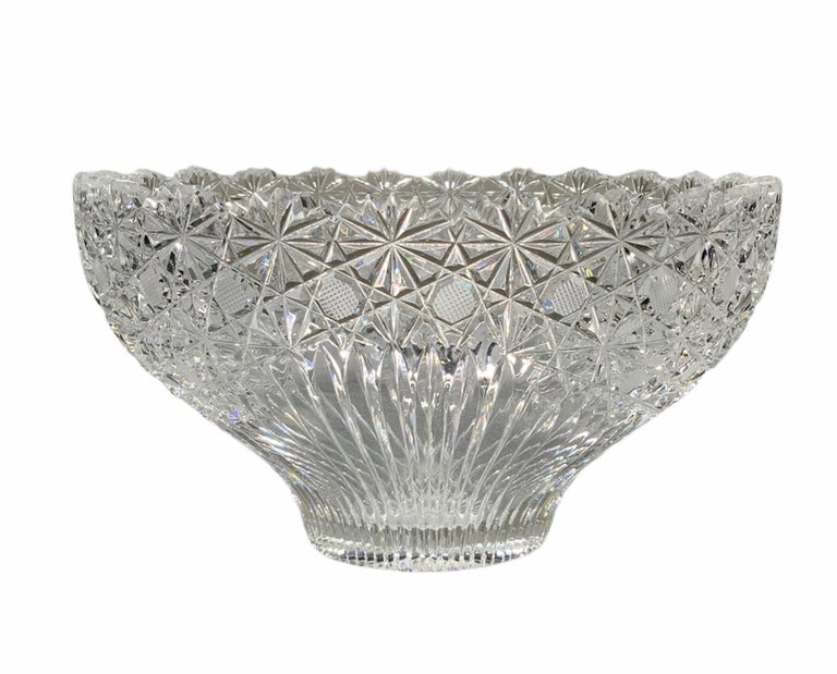American Brilliant Cut Glass Crystal Bowl For Sale at 1stDibs