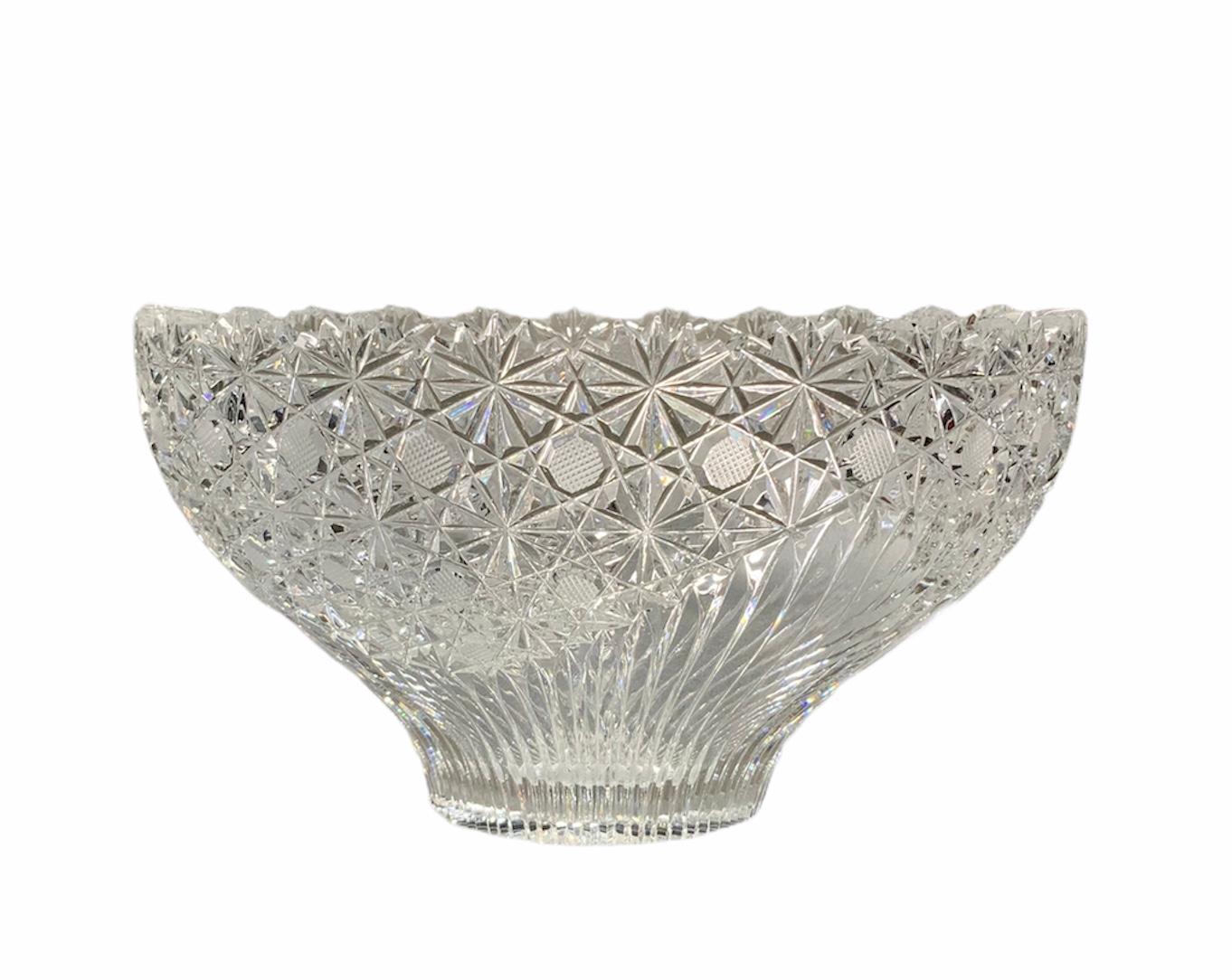 American Brilliant Cut Glass Crystal Bowl In Good Condition In Guaynabo, PR